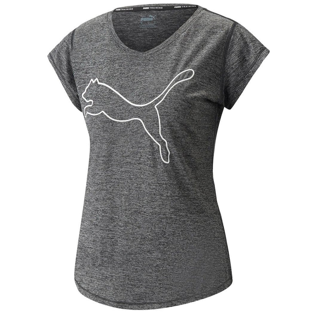 Puma Women's Train Favourite Heather Cat Tee / T-Shirt / Tshirt - Black Heather