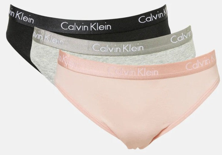 Calvin Klein Women's Motive Cotton Bikini Briefs 3-Pack - Black/Grey Heather/Nymph's Thigh