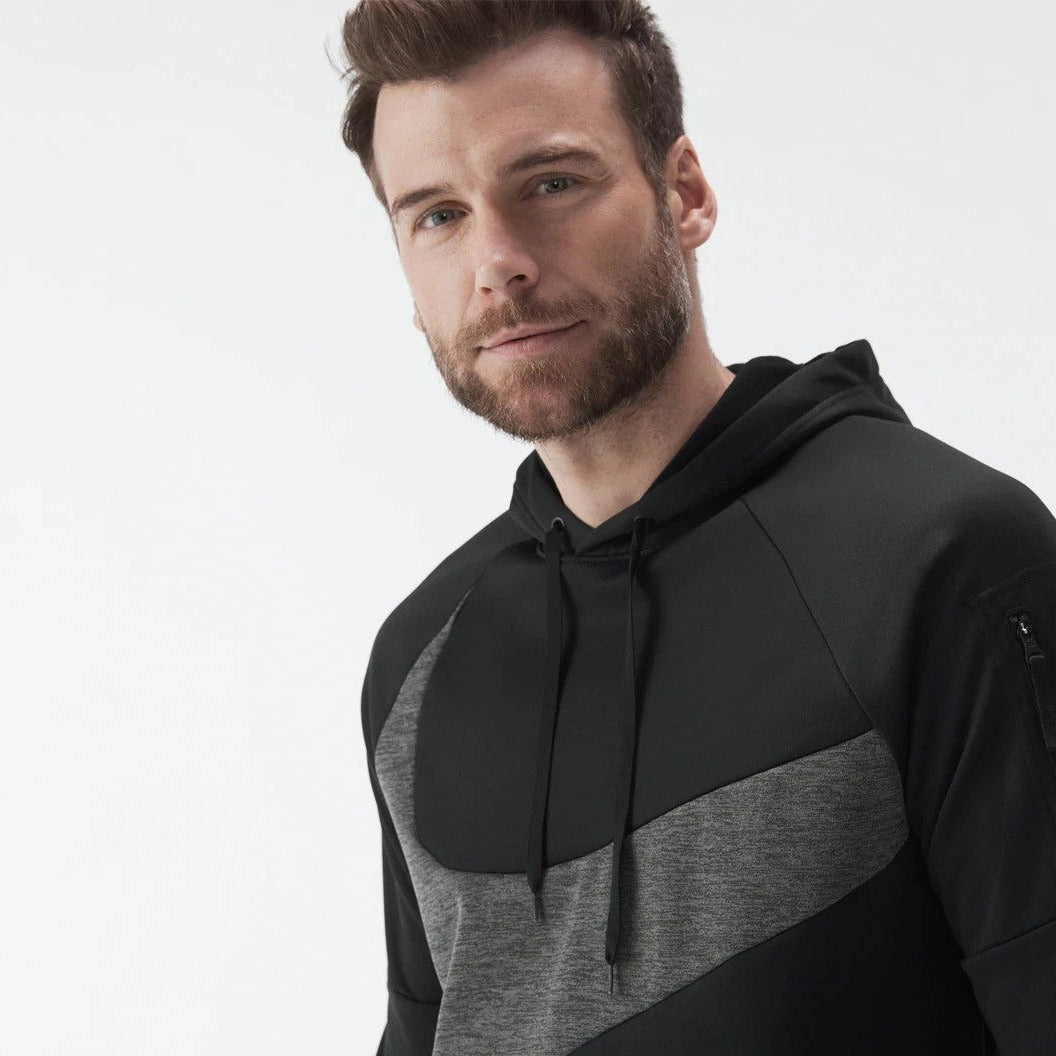 Nike Men's Therma-FIT Swoosh Pullover Fitness Hoodie - Black/White