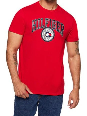 Tommy Hilfiger Men's Varsity Flag Tee / T-Shirt / Tshirt - Apple Red