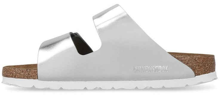Birkenstock Unisex Arizona Narrow Fit Soft Footbed Sandals - Silver