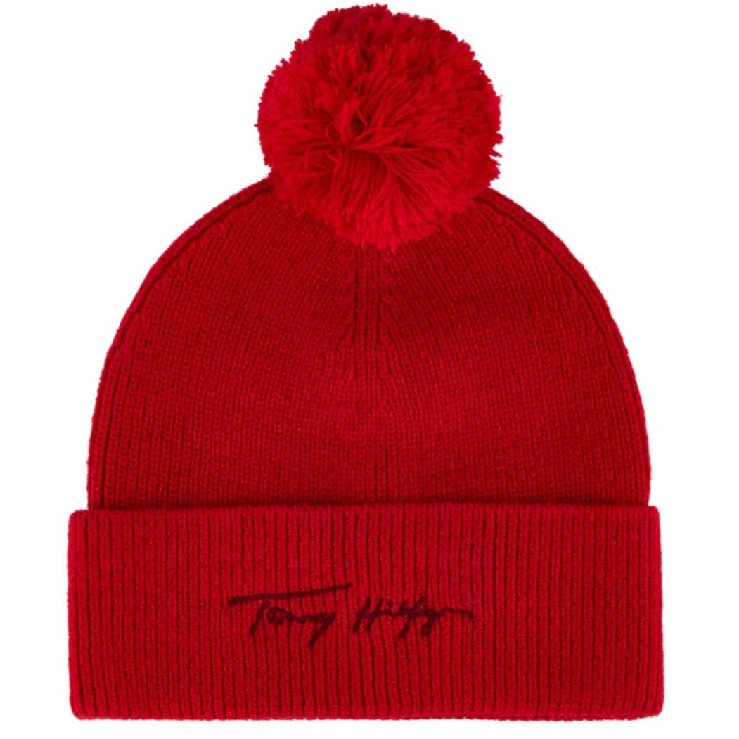 Tommy Hilfiger Kids' Signature Lurex Pom Pom Beanie - Blush Red