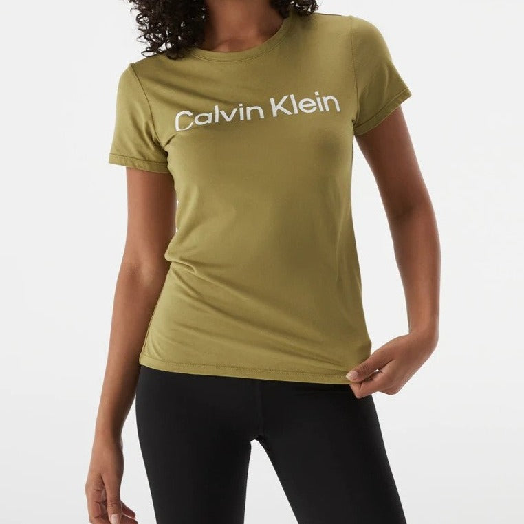 Calvin Klein Performance Women's Logo Short Sleeve Crewneck Tee / T-Shirt / Tshirt - Crocodile