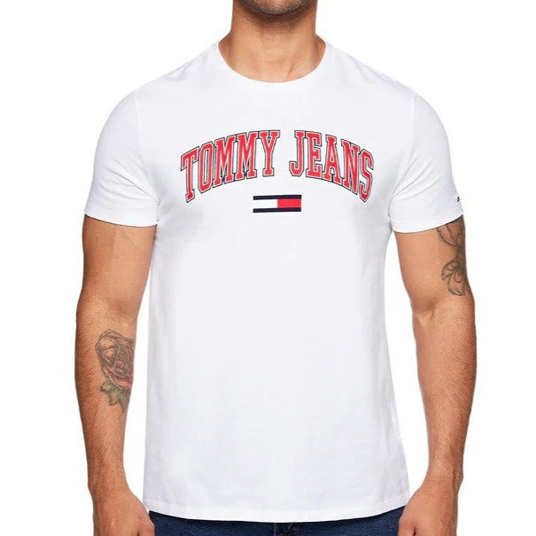 Tommy Hilfiger Men's TJ Arched Flag Tee / T-Shirt / Tshirt - Bright White