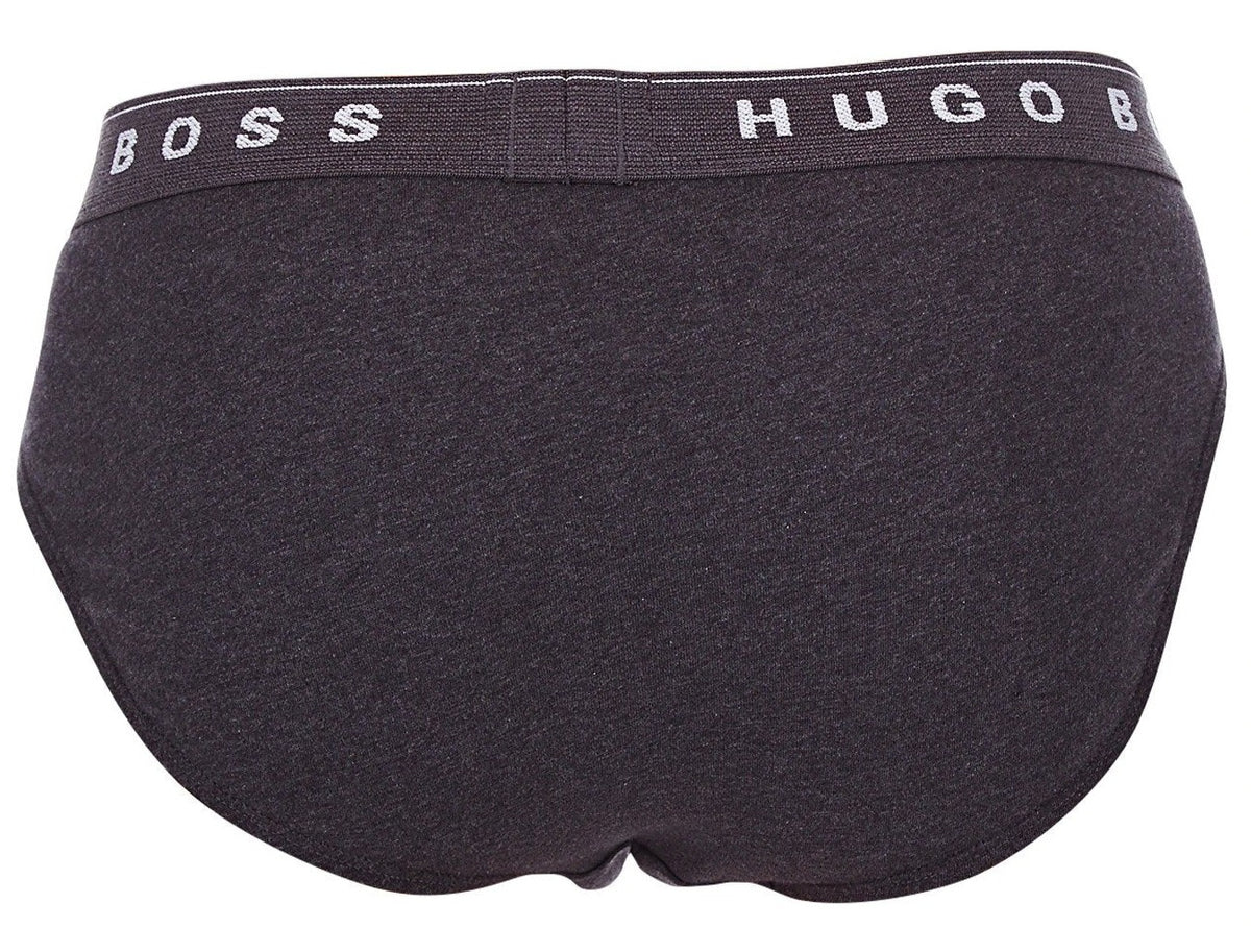 Hugo Boss Men's Pure Cotton Mini-Slip Hip Brief 3-Pack - Grey/Charcoal/Black