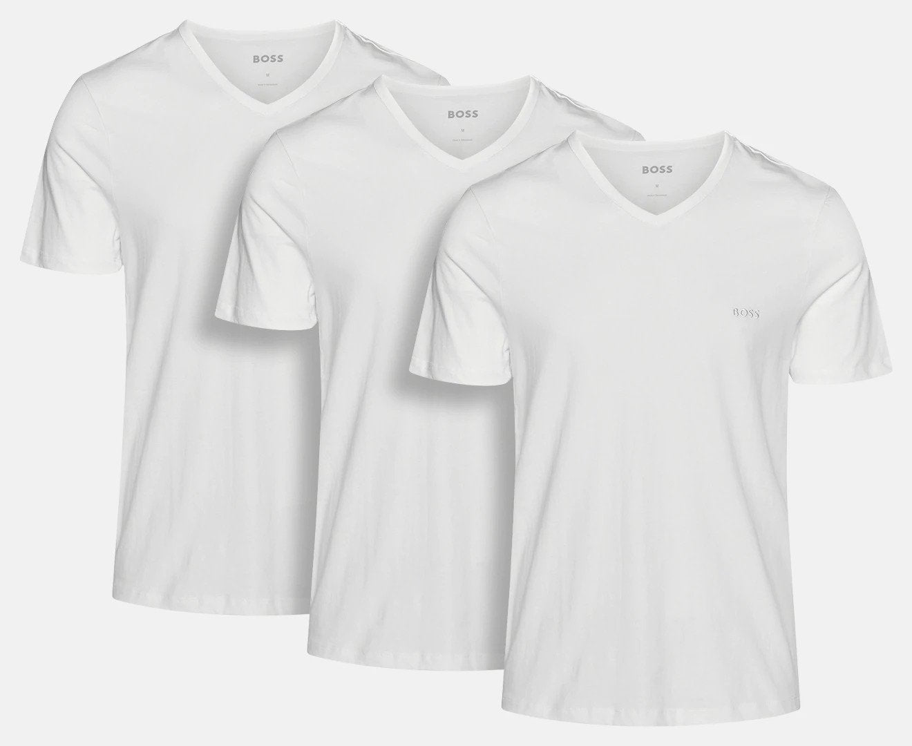 Hugo Boss Men's Classic V-Neck Tee / T-Shirt / Tshirt 3-Pack - White