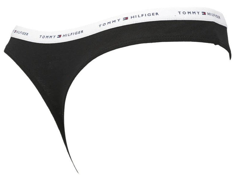 Tommy Hilfiger Women's Basics Classic Logo Thongs 3-Pack - Grey Heather/Black/Blue