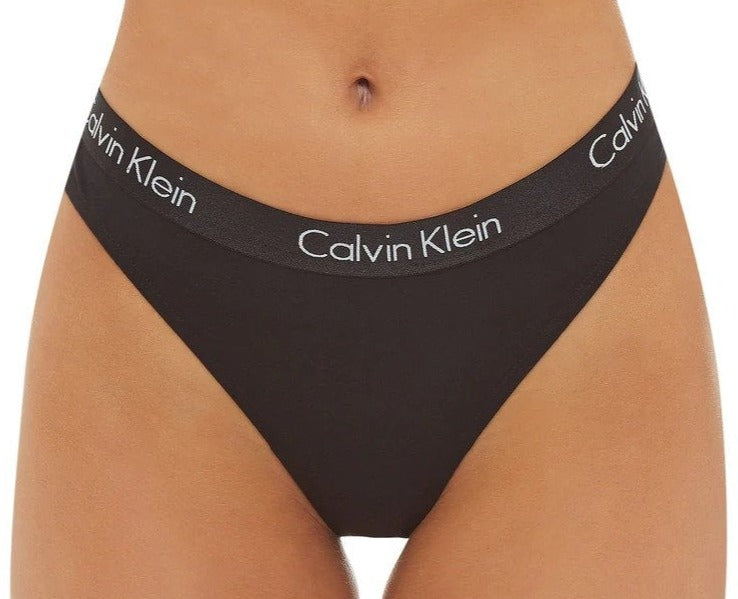 Calvin Klein Women's Motive Cotton Thong 3-Pack - Black/Red/Grey Heather