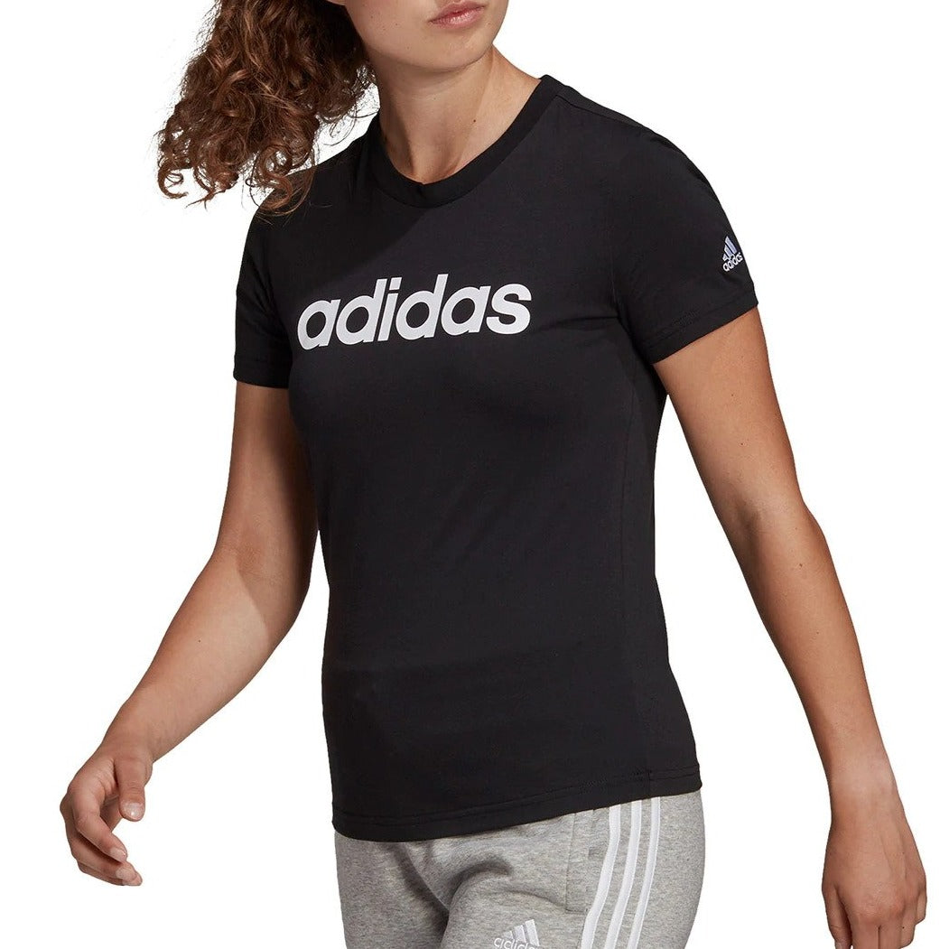 Adidas Women's Loungewear Essentials Slim Logo Tee / T-Shirt / Tshirt - Black/White