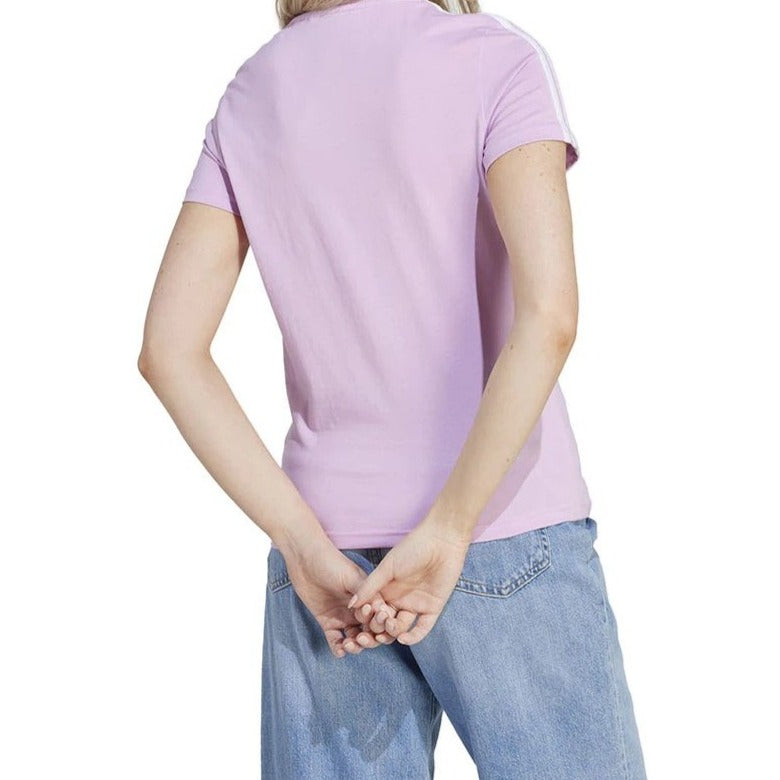Adidas Women's Essentials 3-Stripes Tee / T-Shirt / Tshirt - Bliss Lilac/White