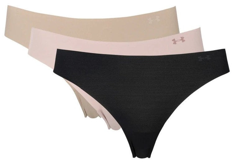 Under Armour Women's UA Pure Stretch Thong 3-Pack - Black/Beige/Graphite