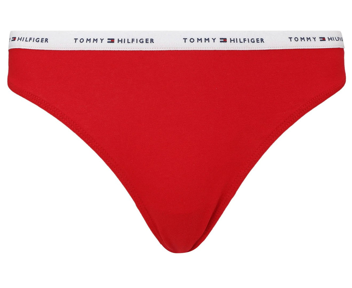 Tommy Hilfiger Women's Basics Classic Logo Thongs 3-Pack - Grey/Red/Blue