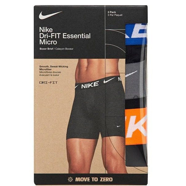 Nike Mens Dri-FIT Essential Micro Boxer Briefs 3-Pack - Black/Multi