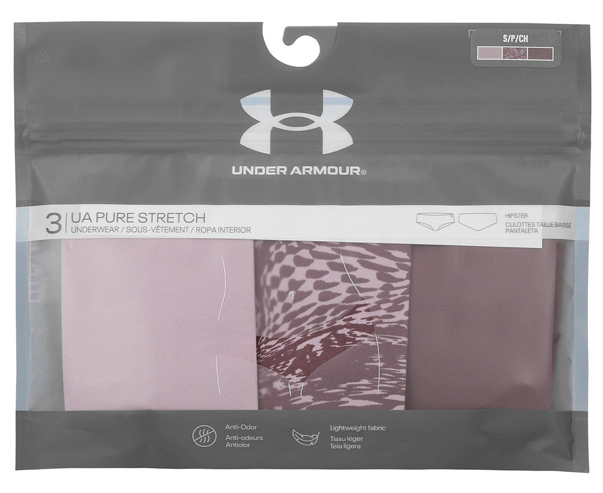 Under Armour Women's UA Pure Stretch Hipster Briefs 3-Pack - Mauve/Pink/Ash Plum