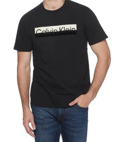 Calvin Klein Men's Split Logo Crew Tee / T-Shirt / Tshirt - Black Beauty