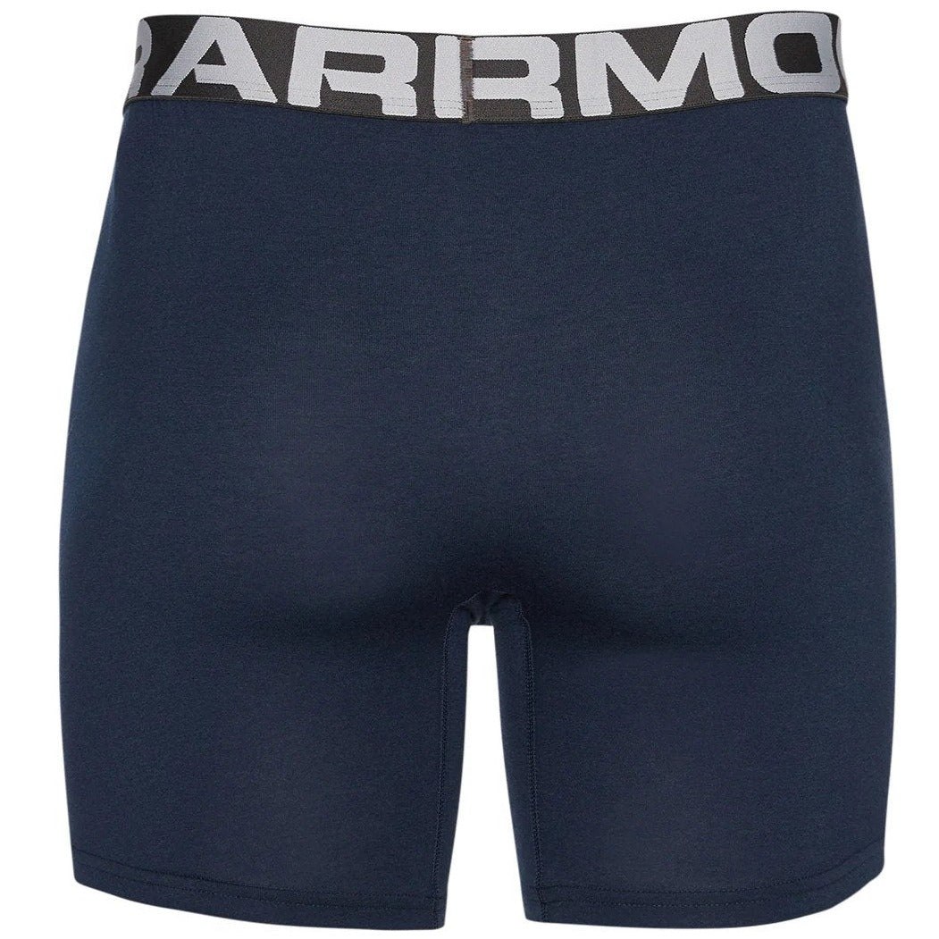 Under Armour Men's Charged Cotton 6" Boxerjock Trunks 3-Pack - Red/Academy/Mod Grey Medium Heather