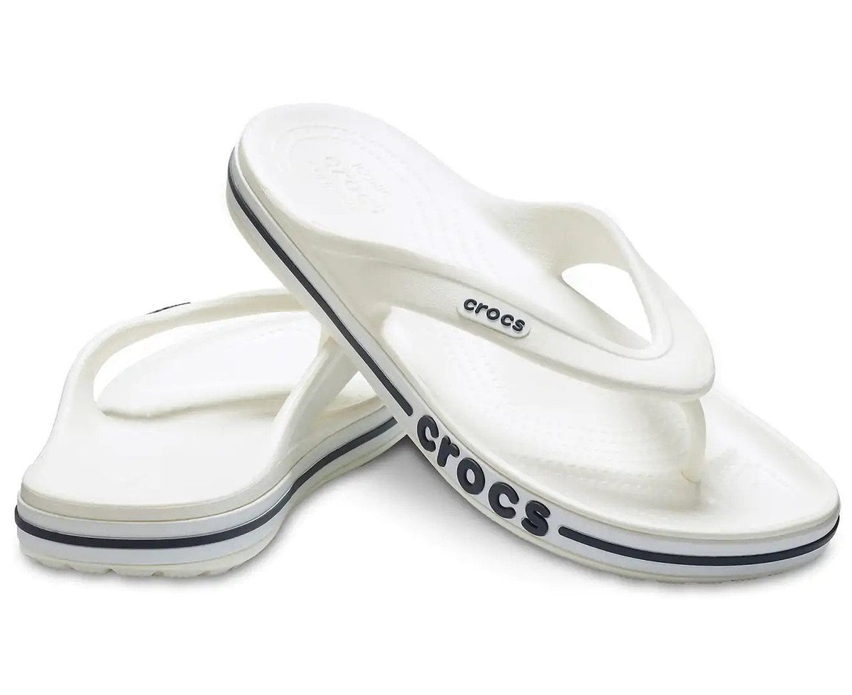 Crocs Men's Bayaband Flip Shoes - White/Navy