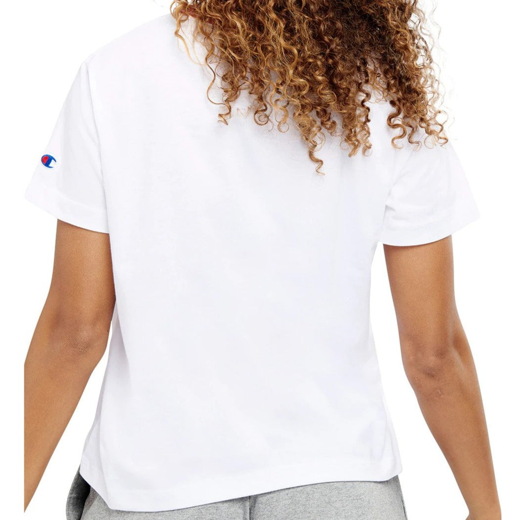 Champion Women's Script Panel Ringer Tee / T-Shirt / Tshirt - White