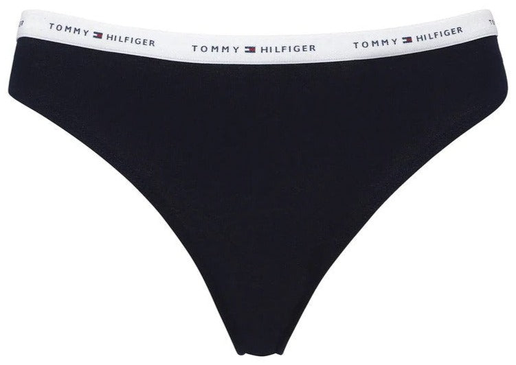 Tommy Hilfiger Women's Classic Cotton Thong 3-Pack - Navy Blazer/Apple Red/Heather Grey