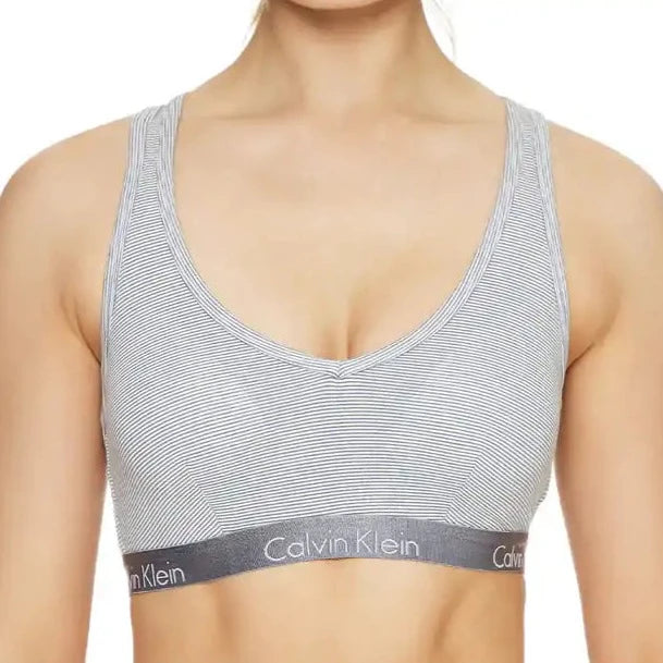 Calvin Klein Women's Motive Cotton Lightly Lined Bralette - Denim/Stripe