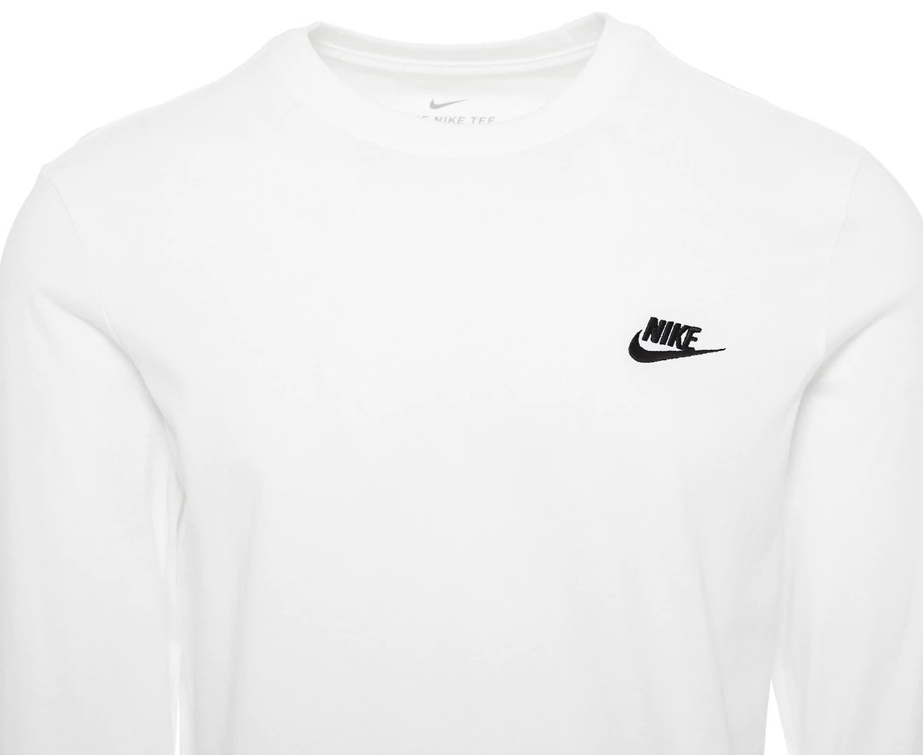 Nike Sportswear Mens Club Long Sleeve Tee T Shirt Tshirt White