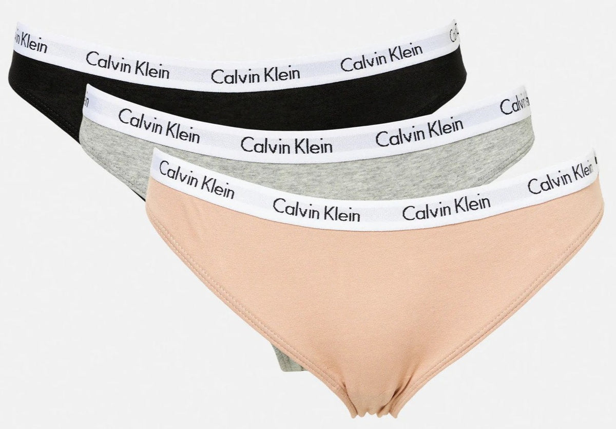 Calvin Klein Women's Carousel Bikini Briefs 3-Pack - Grey Heather/Black/Cedar