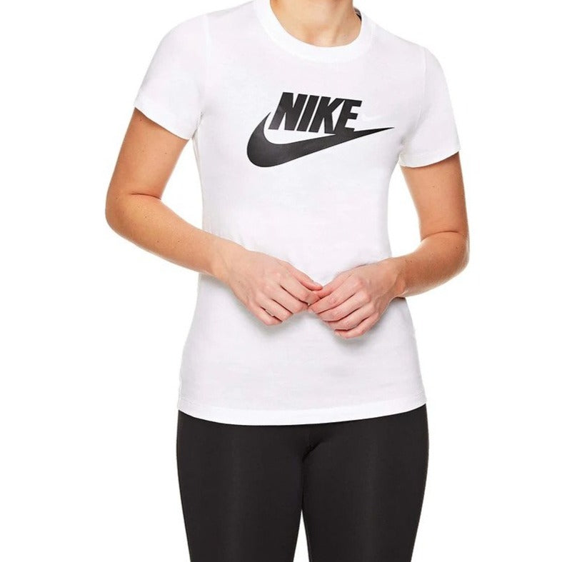 Nike Sportswear Women's Essential Icon Futura Tee / T-Shirt / Tshirt - White/Black
