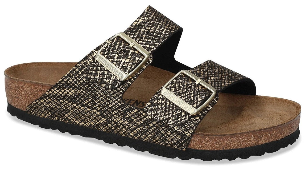 Birkenstock Unisex Arizona Regular Fit Sandals - Shiny Python Black