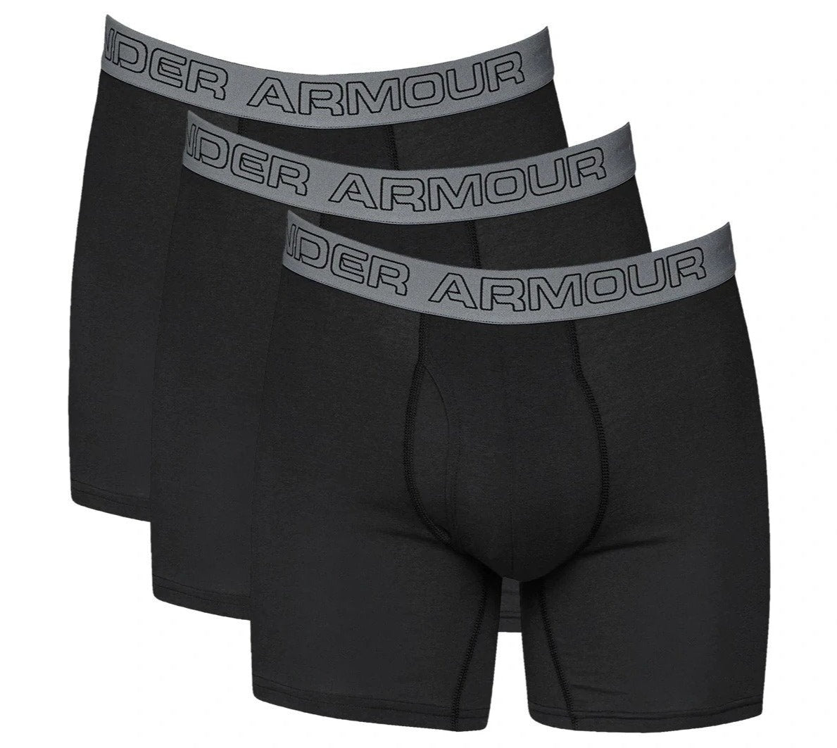 Under Armour Men's UA Charged Cotton 6" Boxerjocks 3-Pack - Black