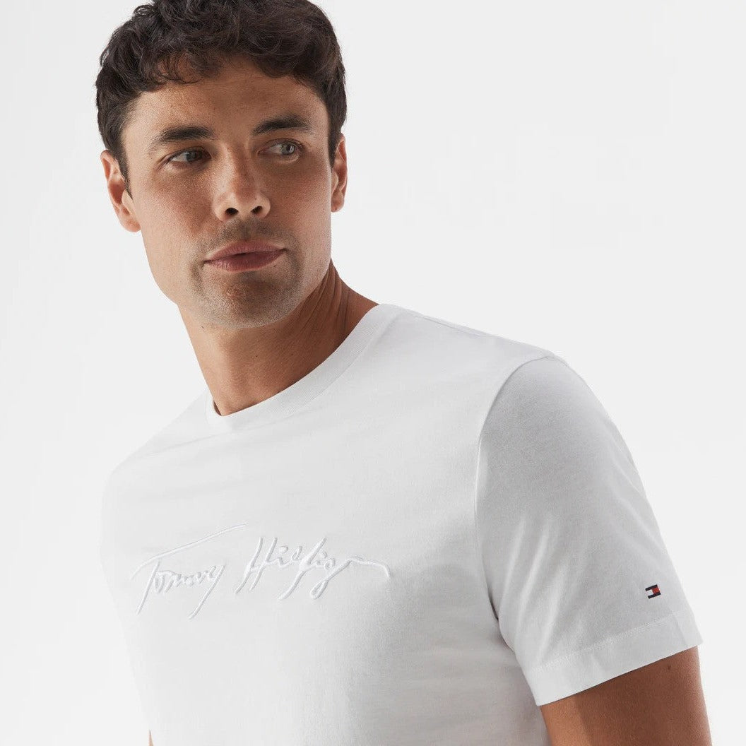 Tommy Hilfiger Men's Signature Tee / T-Shirt / Tshirt - Fresh White