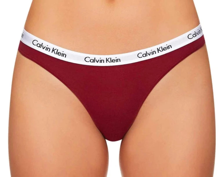 Calvin Klein Women's Carousel Thong/String 3-Pack - Red/Grey/Black