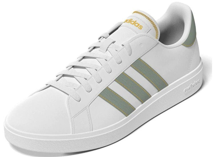 Adidas Men's Grand Court Base 2.0 Sneakers - White/Green/Gold