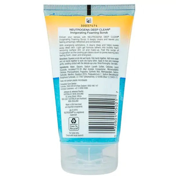 Neutrogena Deep Clean Invigorating Foaming Scrub 125g