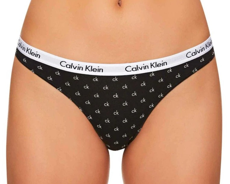 Calvin Klein Women's Carousel Thong/String 3-Pack - Red/Grey/Black