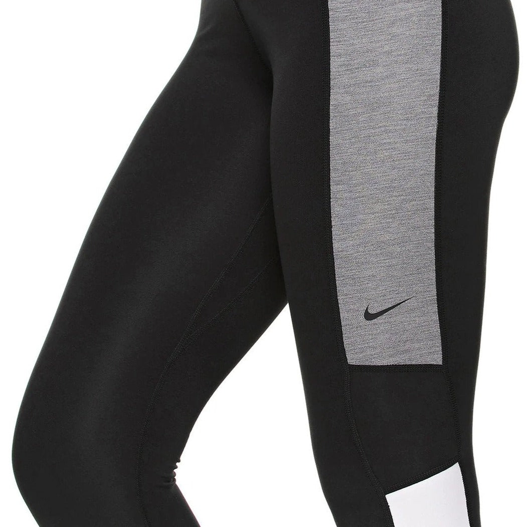 Nike Women's One Dri-FIT Colourblock Mid-Rise 7/8 Length Leggings / Tights - Black/White