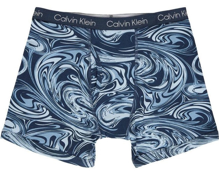 Calvin Klein Boys' Cotton Stretch Boxer Brief 2-Pack - Navy Marble/Cobalt Sapphire