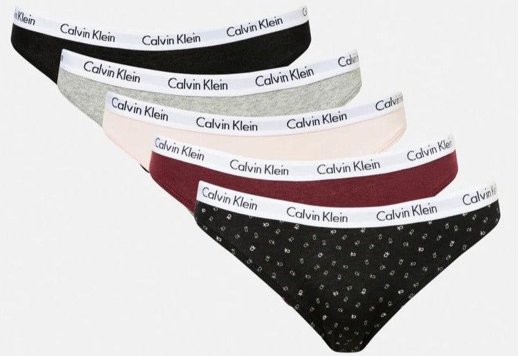 Calvin Klein Women's Carousel Bikini Briefs 5-Pack - Black/Nymph's Thigh/Tawny Port/Grey Heather/Confetti