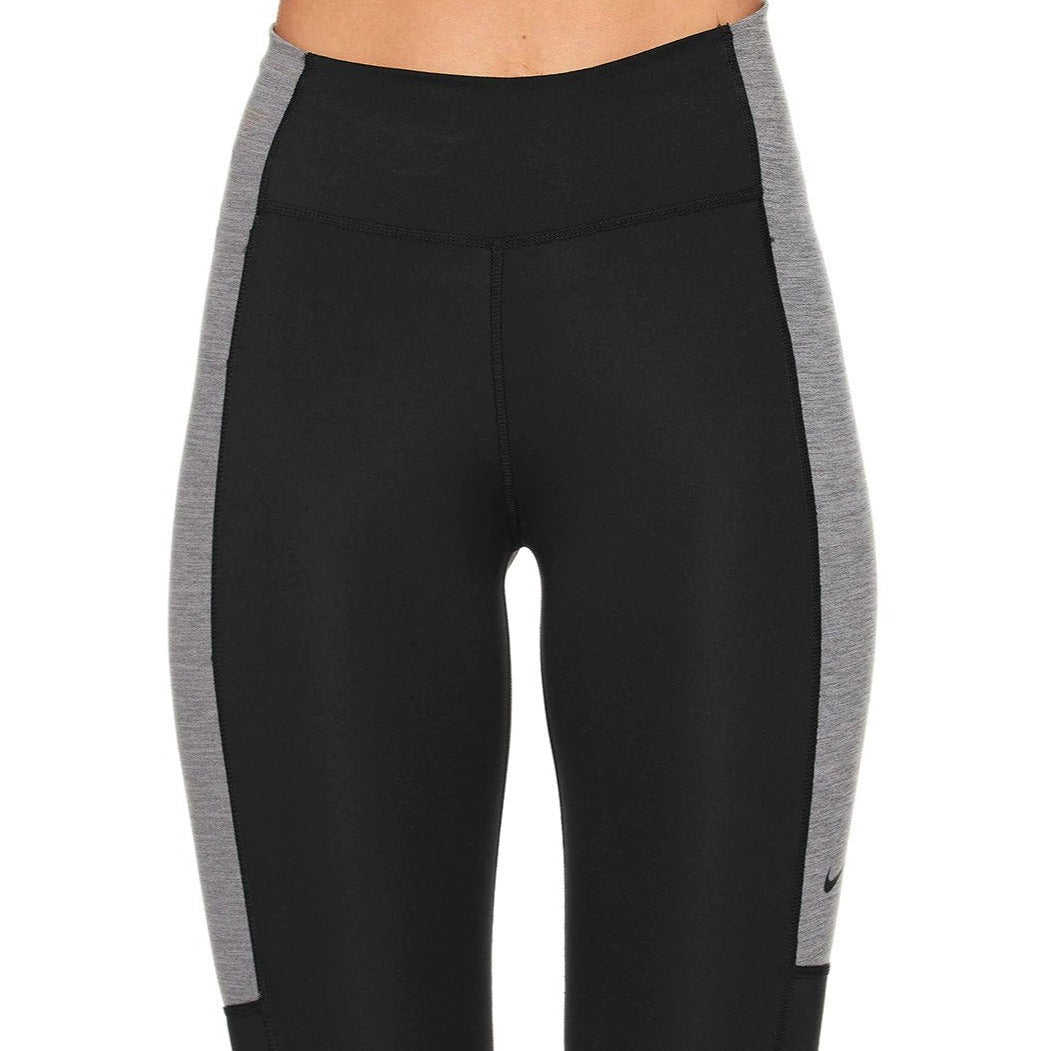 Nike Women's One Dri-FIT Colourblock Mid-Rise 7/8 Length Leggings / Tights - Black/White