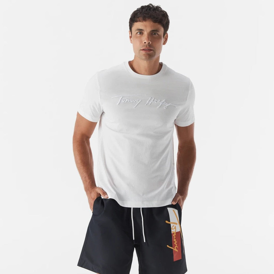 Tommy Hilfiger Men's Signature Tee / T-Shirt / Tshirt - Fresh White