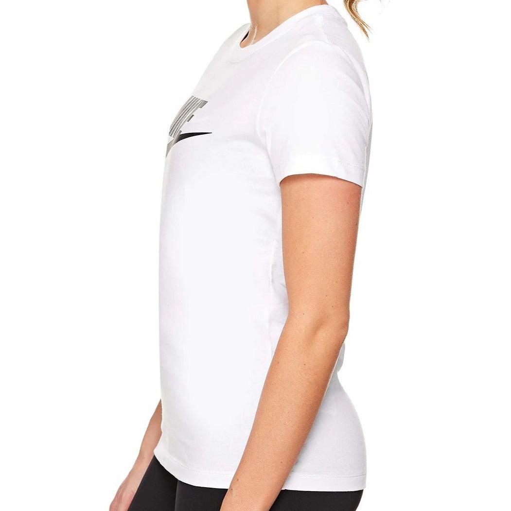 Nike Sportswear Women's Essential Icon Futura Tee / T-Shirt / Tshirt - White/Black
