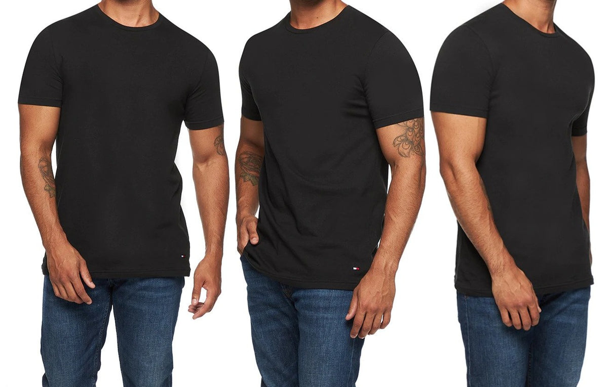 Tommy Hilfiger Men's Classic Crew Neck Tee / T-Shirt / Tshirt 3-Pack - Black