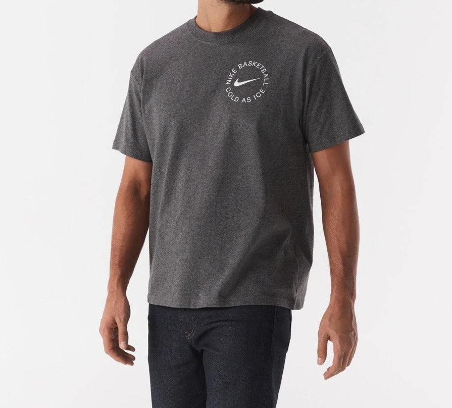 Nike Men's Swoosh Basketball Tee / T-Shirt / Tshirt - Charcoal Heather/White