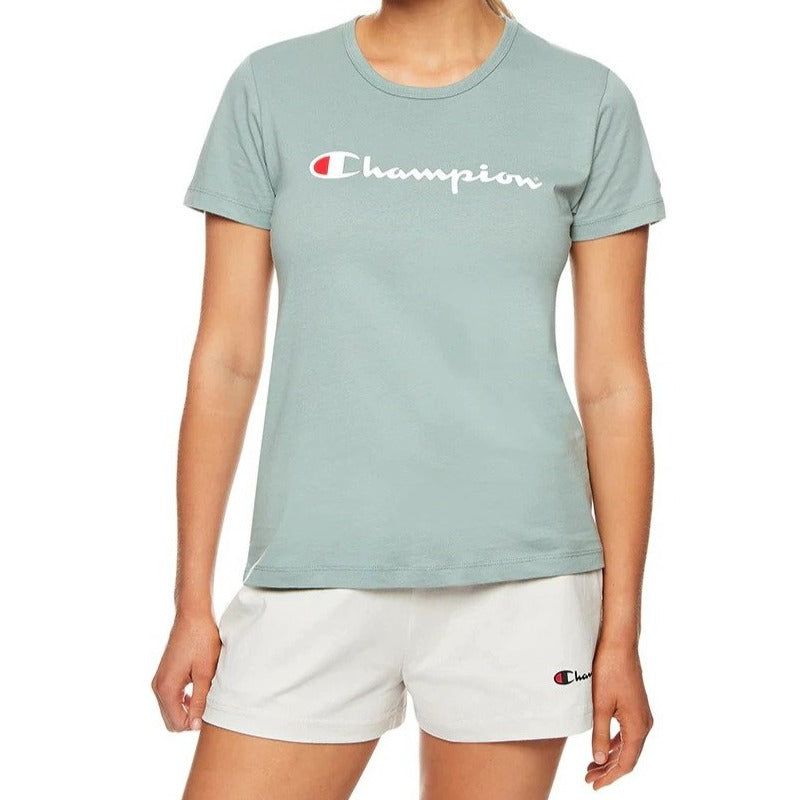 Champion Women's Script Tee / T-Shirt / Tshirt - Sage Grit Green CSI