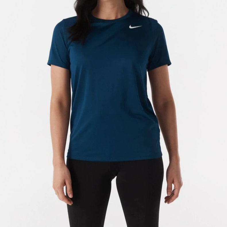 Nike Women's Dri-FIT Tee / T-Shirt / Tshirt - Valerian Blue/White