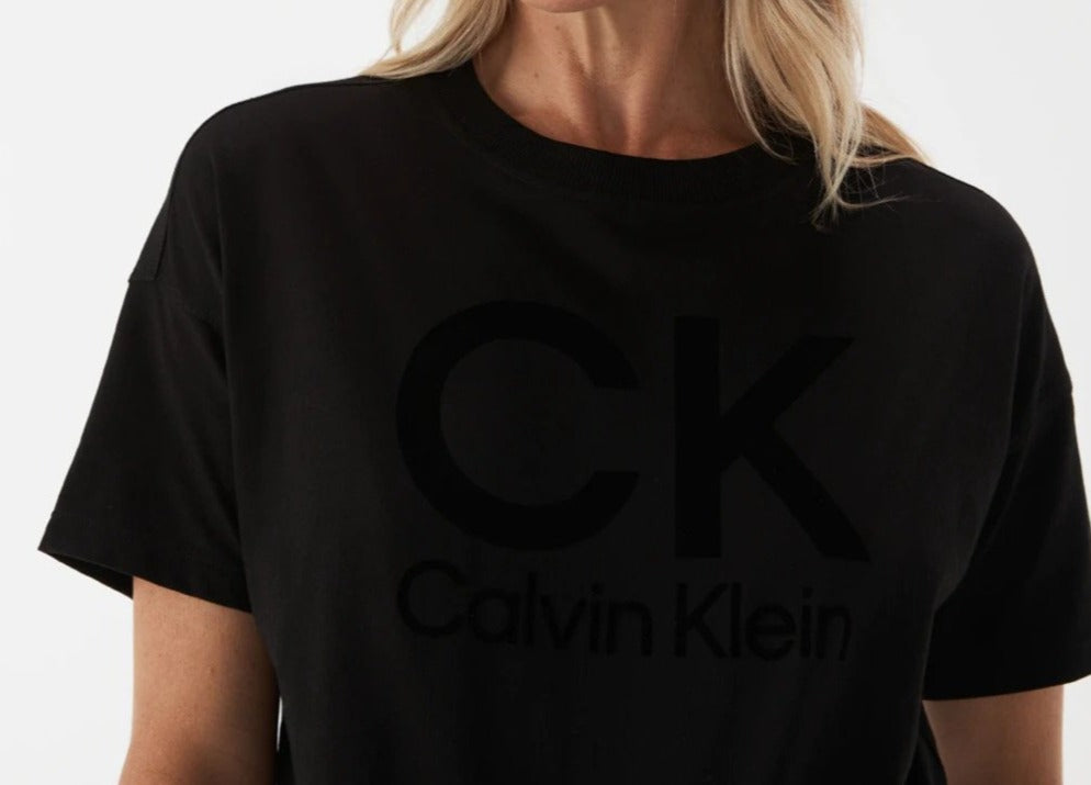 Calvin Klein Performance Women's Stacked Graphic Short Sleeve Tee / T-Shirt / Tshirt - Black
