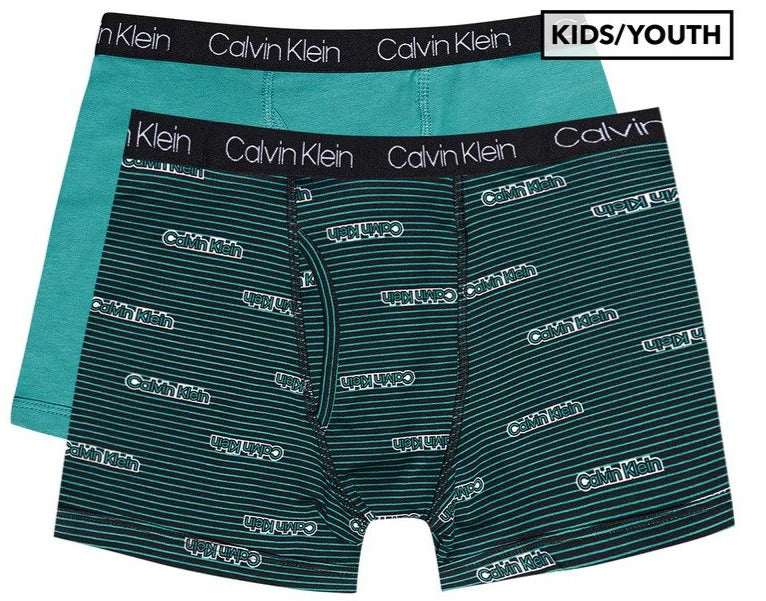 Calvin Klein Boys' Cotton Stretch Boxer Briefs 2-Pack - Black Stripe/Latgo Bay
