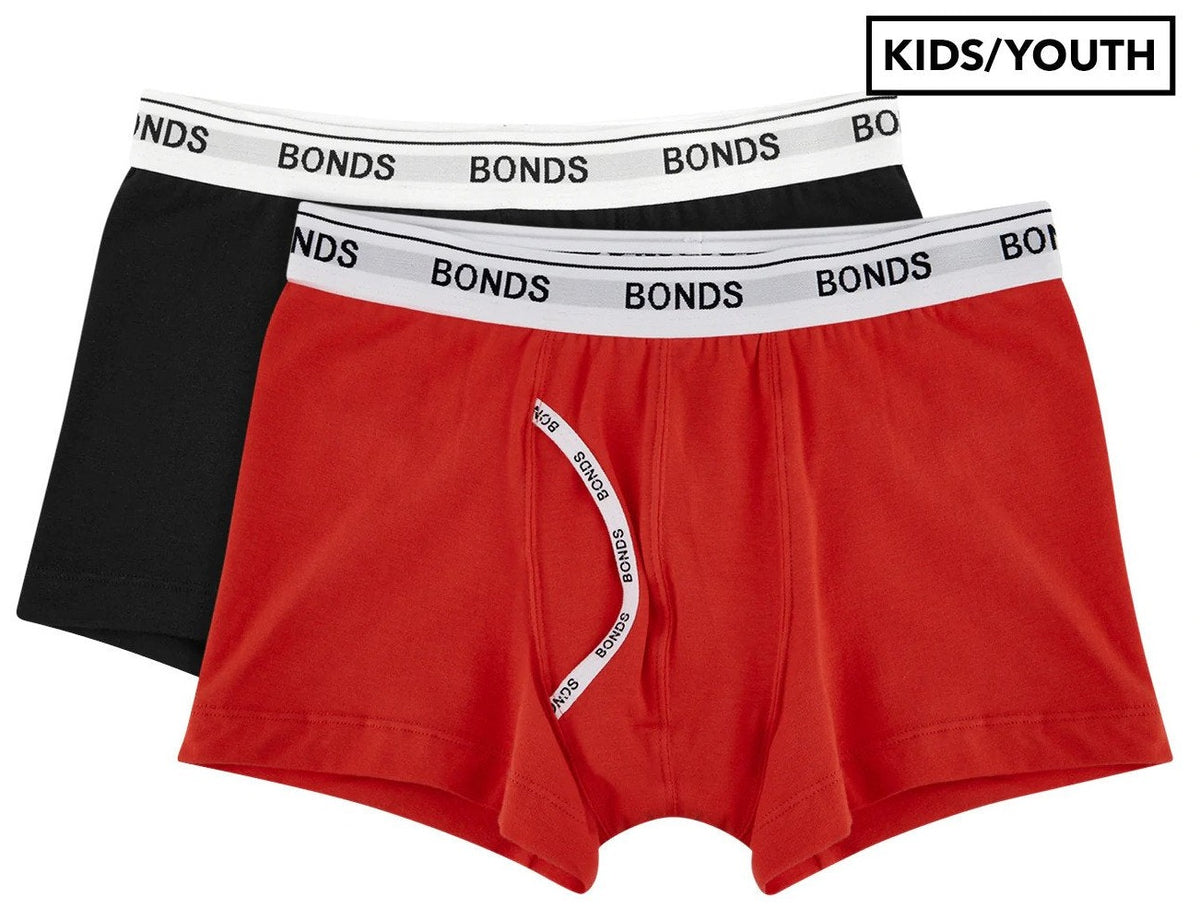 Bonds Boys' Guyfront Trunks 2-Pack - Black/Red