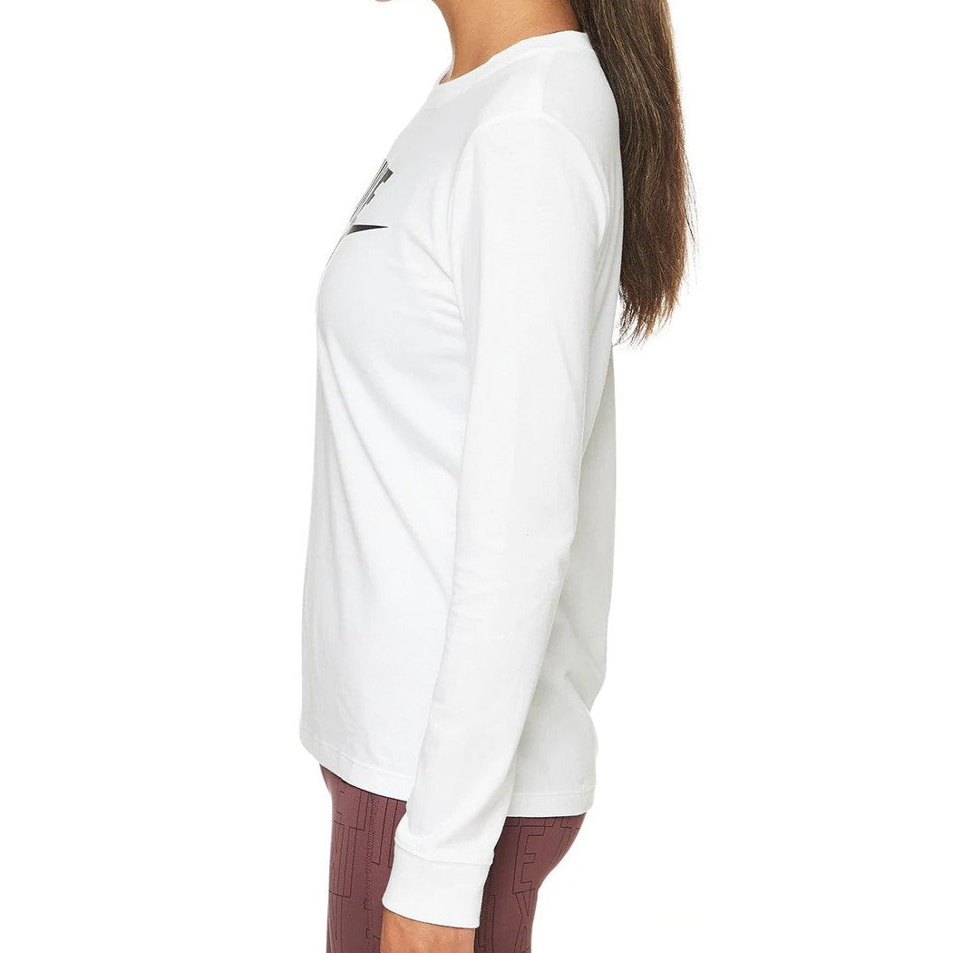 Nike Sportswear Women's Essential Icon Futura Long Sleeve Tee / T-Shirt / Tshirt - White
