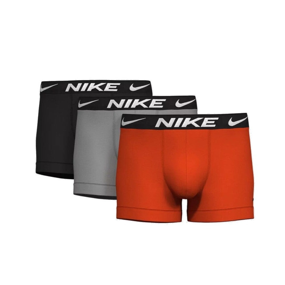 Nike Mens 3-Pack Essential Micro Trunks - Team Orange, Wolf Grey & Black