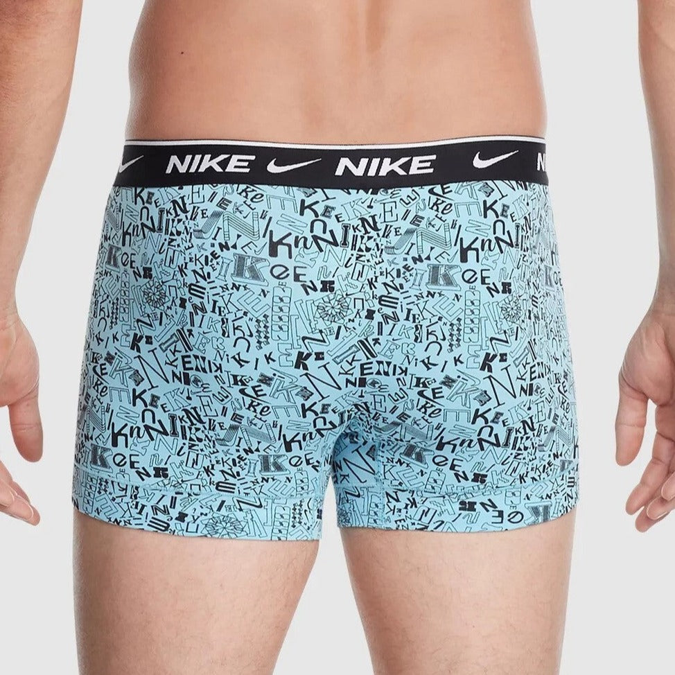 Nike Mens 3-Pack Everyday Cotton Stretch Trunks - Logo Print, Dark Stucco & Uni Red